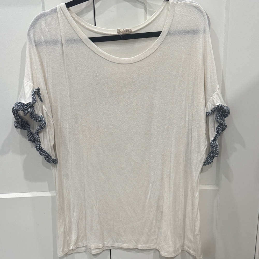 BiBi White Top with Ruffle Sleeves